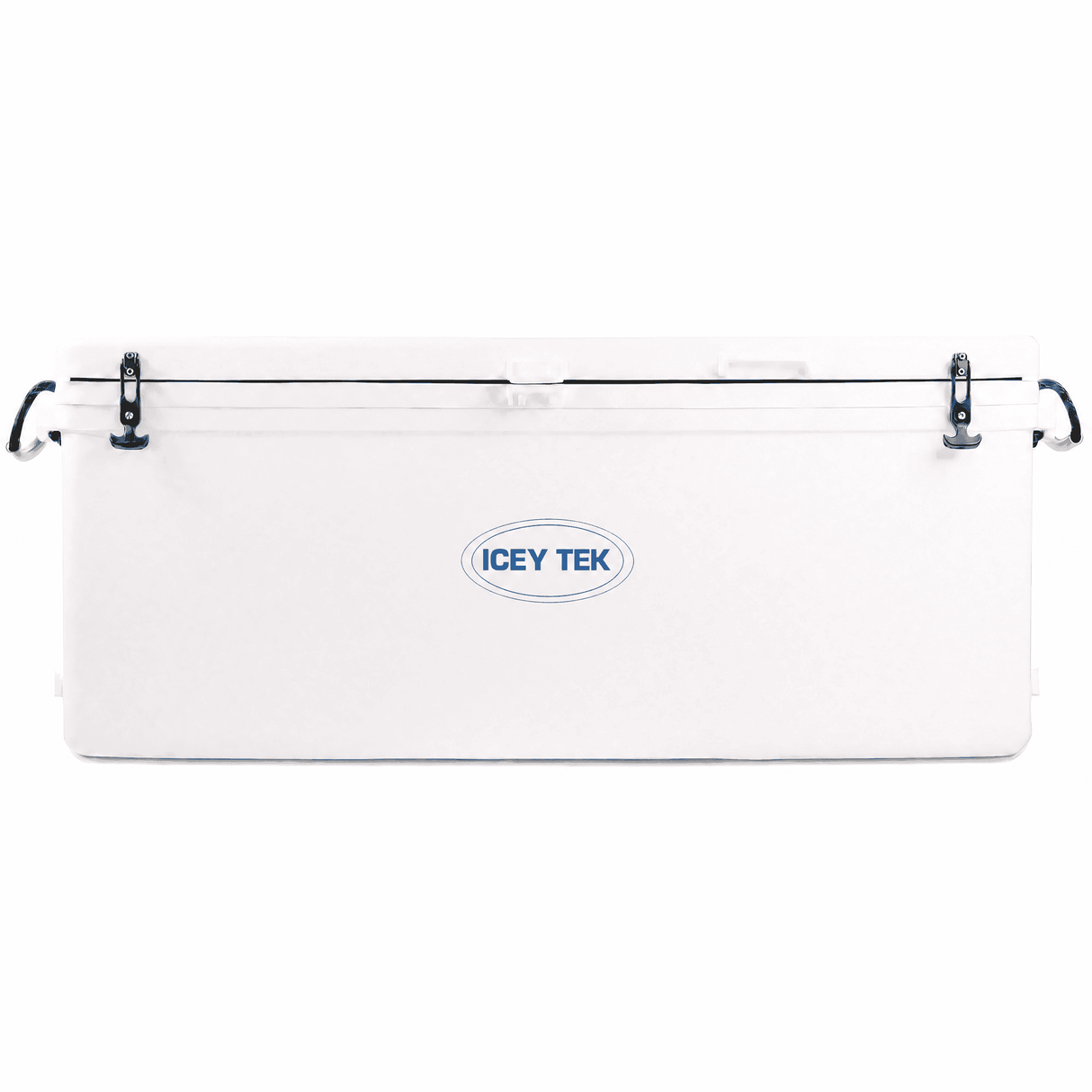 A white Icey Tek cooler with a blue logo on the front, shown against a plain white background.