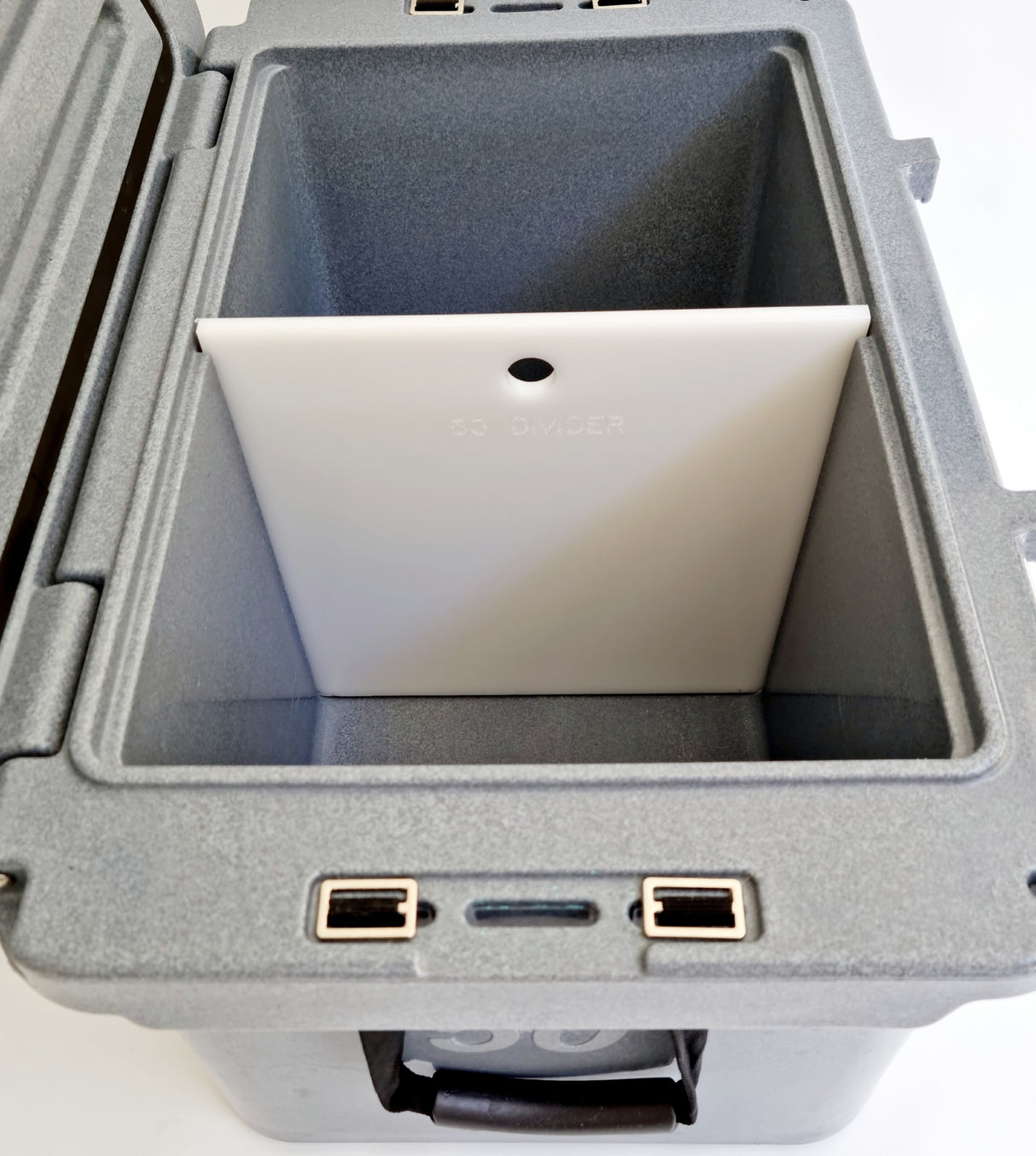 ICEY TEK 50L cooler divider and chopping board — installed in cooler