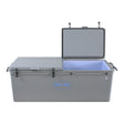Grey ICEY TEK 260L long hard cooler, split lid design