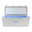 ICEY TEK 600L Long Hard Cooler — lid open showing internal capacity