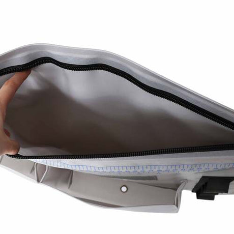 ICEY TEK Insulated Wading Bag — open showing interior insulation