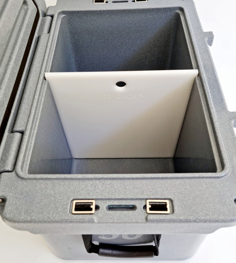 ICEY TEK 50L cooler divider and chopping board — installed in cooler 