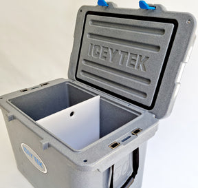 ICEY TEK 50L cooler divider and chopping board — side view