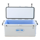 ICEY TEK 115L Hard Cooler — lid open showing internal capacity